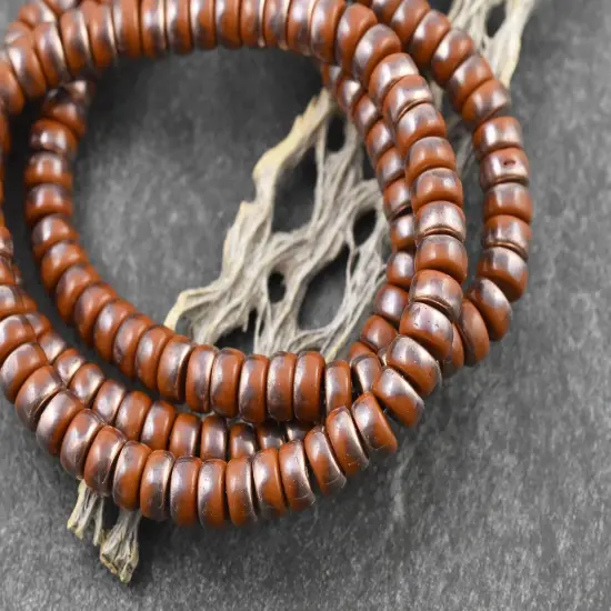 *50* 6x3mm Copper Washed Alloy Orange Heishi Rondelle Beads {4}