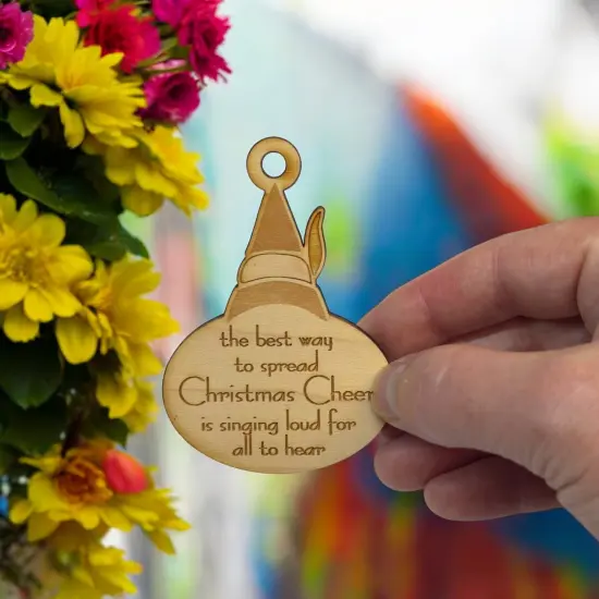 Ornament - Christmas Cheer - Raw Wood 2x3in {3}