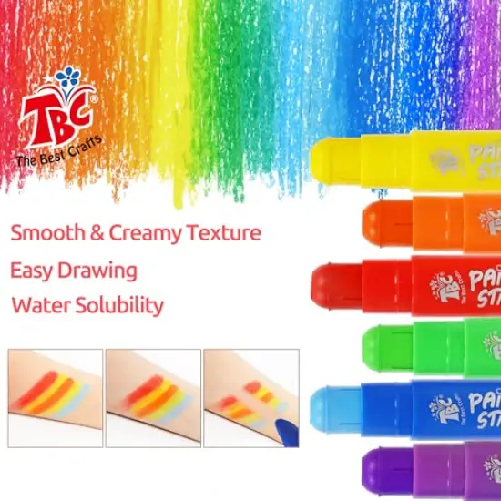 Paint Sticks, 6 Classic Colors, Washable, Non- Toxic, Tempera Paint Sticks for Kids and Student {5}