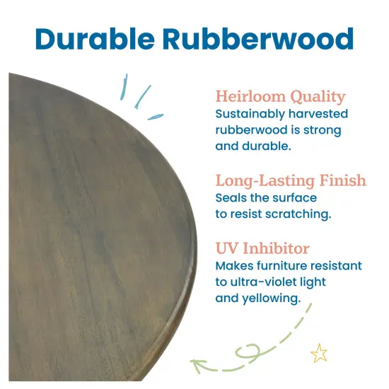 24in x 36in Rectangular Hardwood Table with 22in Legs, Kids Furniture Grey Wash {6}