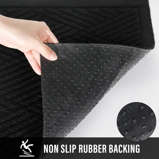 Durable Front Door Mat, Absorbent Muddy Dirt Resist Welcome Door Mats Outdoor Indoor, Stain and Fade Resistant, Non-Slip Rubber Backing Low Profile Doormat for Entryway, 30&times;17, Black {4}
