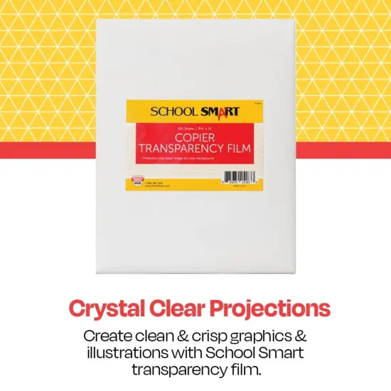 School Smart Copier Transparency Film without Sensing Strip, 8-1/2 x 11 Inches, Clear, Pack of 100 {4}