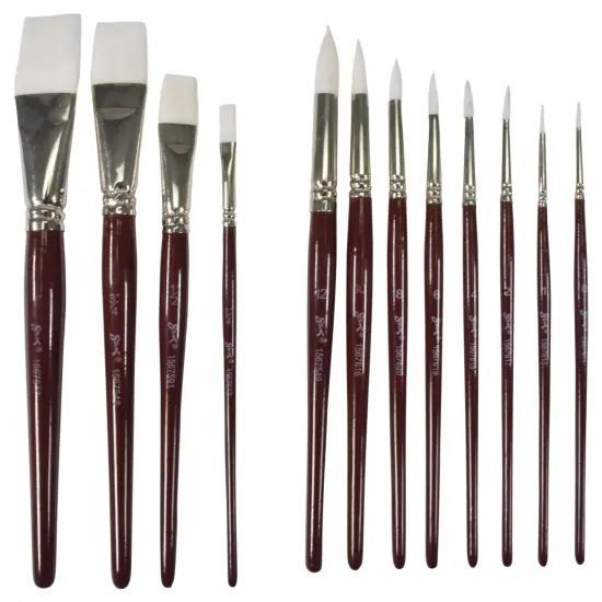 Sax Optimum White Synthetic Taklon Paint Brushes, Assorted Sizes, Set of 72 {4}