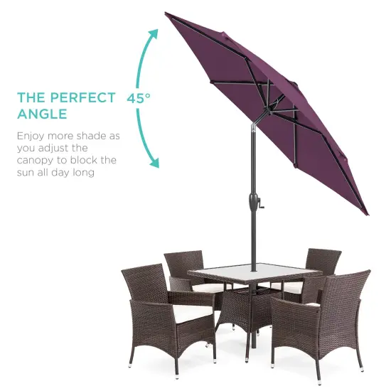 Best Choice Products 7.5ft Heavy-Duty Outdoor Market Patio Umbrella w/ Push Button Tilt, Easy Crank Amethyst Purple {2}