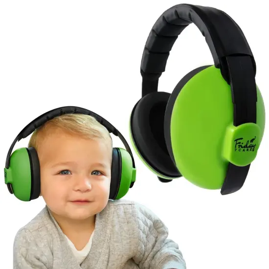 Friday 7Care Baby Headphones - Baby Ear Protection, Noise Cancelling Headphones with Adjustable Headband for Ages 0-24 Months, Green Multicolor {1}