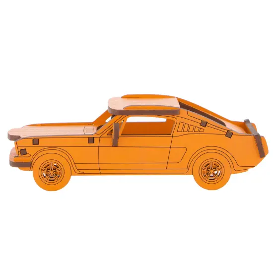 Little & Wood: Woodlet: Medium - Muscle Car - Orange, 3D Wooden Kit-Set, Vehicle Puzzle, Easy Assembly, Pop Build Fun, Sustainably Sourced, Ages 6+ {3}