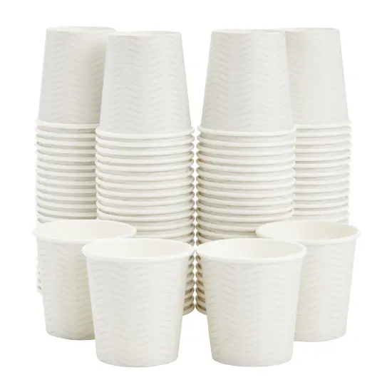 100 Pack 4 Oz Mini Disposable Paper Cups for Espresso, Mouthwash, Tea, Coffee - Plain White {6}