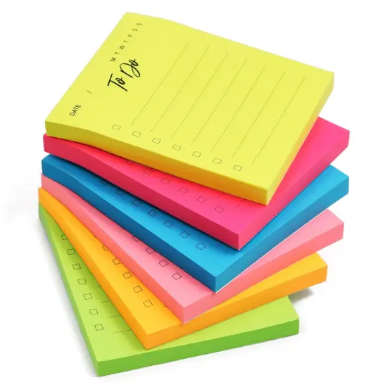 6 Pack Small To Do List Sticky Notes, Daily Planning Notepad for Memos, 6 Neon Colors (3 x 3.5 In) {7}