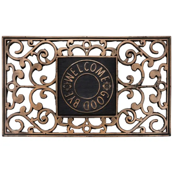 Northlight Copper and Black "Welcome and Good Bye" Doormat 30 x 18 Brown {3}