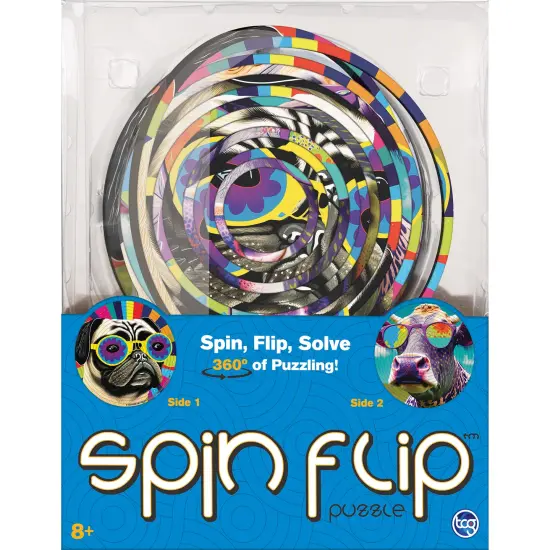 Spin Flip: Puzzle Hippy Dog & Cow- 14 Rings - 2-In-1: Double-Sided Puzzle, Spin-Flip-Solve, 360 Degress Of Puzzling, Fidget Toy, Adults & Kids Ages 8+ {7}