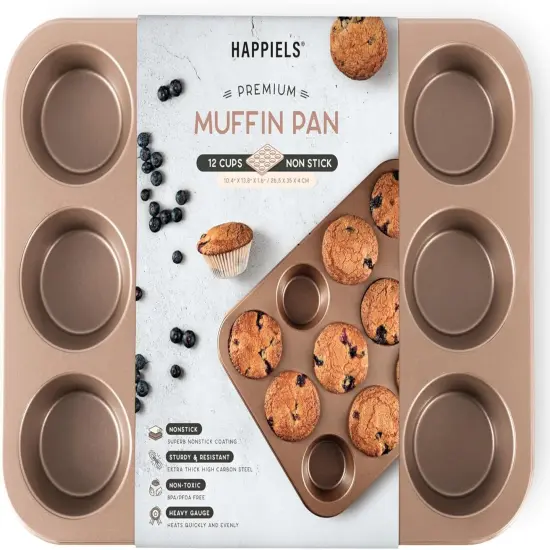 Non Toxic Nonstick 12 Cup Muffin Pan | PFOA BPA free Nontoxic Cupcake Tin | Best Non Stick Muffin Pans | Muffin tins | Cupcakes Tray | Carbon Steel Bakeware Mold Trays {5}