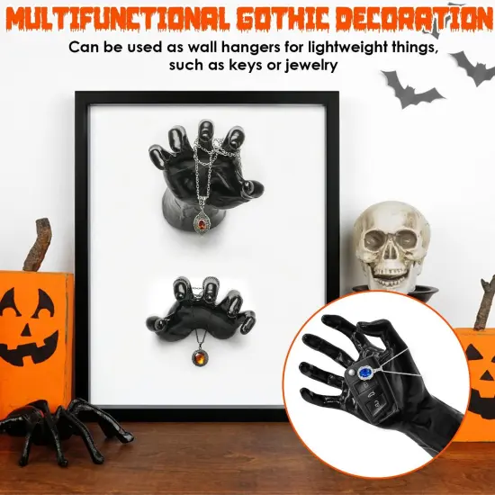 3Pcs Creepy Reaching Hands With Lighted Candles Wall Mounted Halloween Decoration Witch Devil Hand Aesthetic Goth Gothic Life-Sized Horror Hands Hanging Sculpture {4}