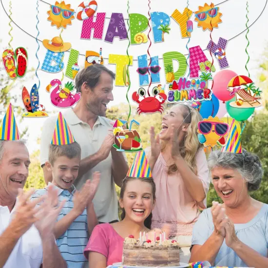 Summer Birthday Decorations, NO-DIY Summer Party Decorations Banner, Pool Party Supplies {4}