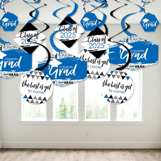 Big Dot of Happiness Blue Graduation Class of 2025 Decorations Hanging Swirls - Set of 40 {4}