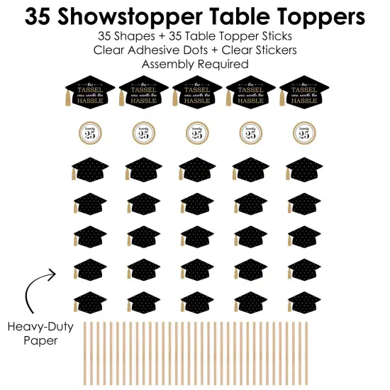 Big Dot of Happiness 2025 Gold Graduation Party Centerpiece Sticks - Showstopper Table Toppers - 35 Pieces {7}
