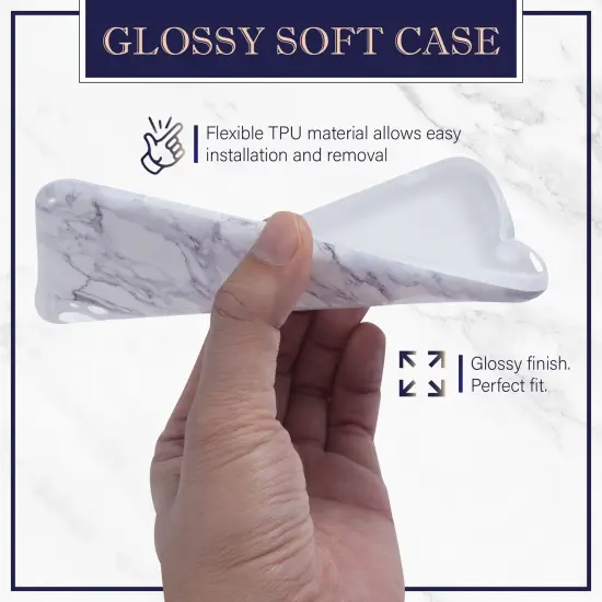 Glossy Marble Case For iPhone 11 6.1 inch (2019), Soft Flexible Slim TPU Gel Rubber Smooth Cover, Shockproof and Anti-Scratch, White Marble by Insten {2}