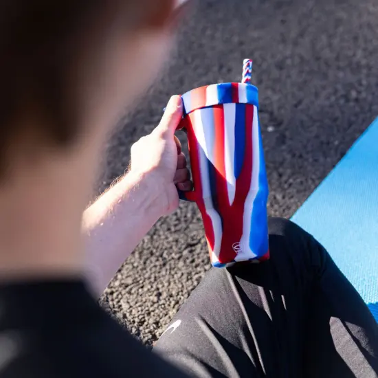 32oz Silicone Humbler W/ Lid & Straw, The Patriot (Red, White, Blue) {4}