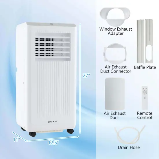 Costway 6500 BTU(10000 BTU ASHRAE) Portable Air Conditioner 3-in-1 Freestanding Air Cooler with Dehumidifier {3}