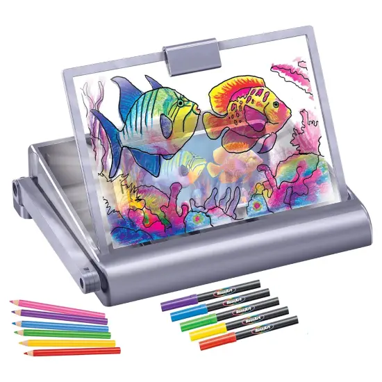 Cra-Z-Art: Timeless Creations - 2-In-1 Visual Art Tracing Desk - 12pc Light Box Drawing Designer Set, Phone Holder, Markers & Color Pencils, Kids 8+ {3}