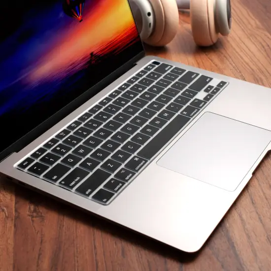 Insten Keyboard Cover Protector Compatible with 2020 Macbook Air 13", Ultra Thin Silicone Skin, Tactile Feeling, Anti-Dust, Black {6}