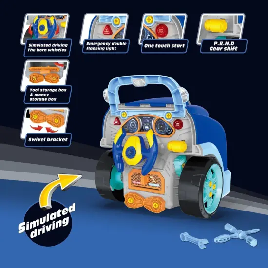 The Bubble Factory: Motor Car Engine Workshop - Blue - Take Apart & Rebuild Mechanical Toy, Battery-Powered, Lights & Sound Effects, Kids Ages 3+ {3}