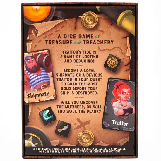 Professor Puzzle: Traitor's Tide - A Dice Game of Treasure & Treachery, Play As Loyal Shipmates Or Mutineers, High-Seas Theme, Kids 10+, 3-6 Players {3}