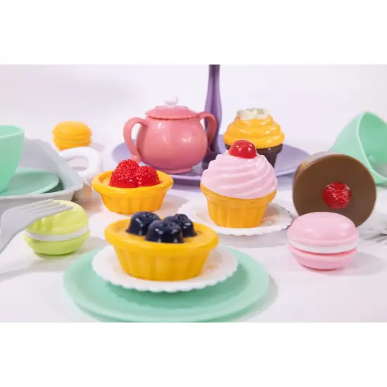 NurtureNature: Imaginative Minds - Afternoon Tea Set - 25pc, Toy Food, Pink Pot, Desserts Tray & Accessories, Pretend Play, Eco-Friendly, Kids Ages 3+ {6}