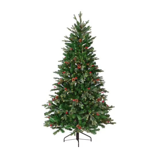 Northlight Real Touch&trade;️Pre-Lit Mixed Noble Spruce Artificial Christmas Tree - 6.5' - Clear Green {3}
