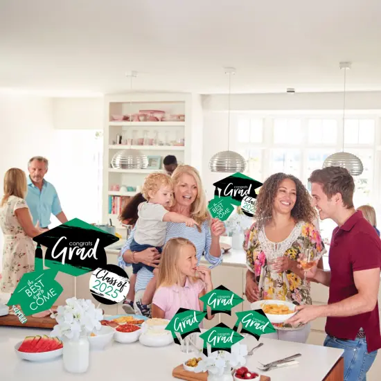 Big Dot of Happiness 2025 Green Graduation Party Centerpiece Sticks - Showstopper Table Toppers - 35 Pieces {6}