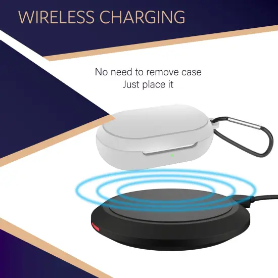 For Galaxy Buds+ / Buds Case, Protective Silicone Cover with Carabiner Keychain Compatible with Samsung Galaxy Buds+ Plus 2020 Buds 2019 Wireless Earbuds, White (4 Color Options) by Insten {3}