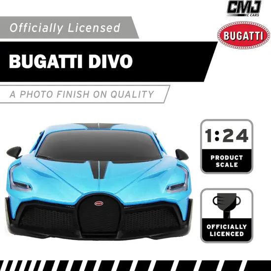 CMJ RC Cars: Bugatti Divo - Blue - 1:24 Scale, Remote Control Radio Vehicle, 2.4 Ghz, LED Headlights, Indoor-Outdoor Racing Toy, Licensed Model {6}