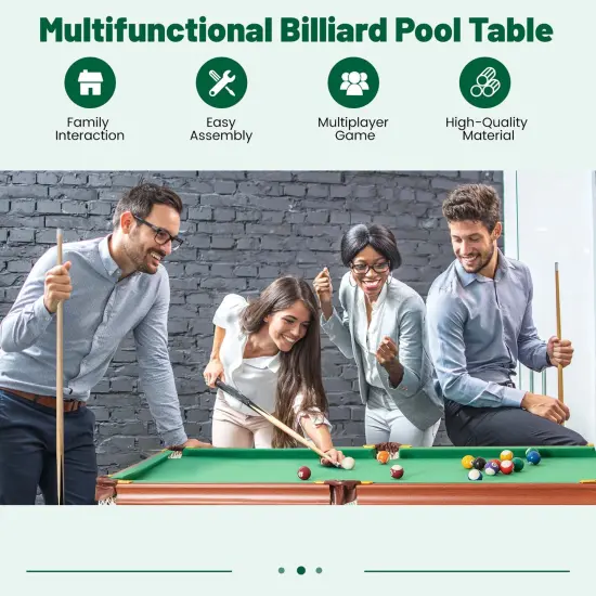 Costway Folding Pool Table Set with Foldable Legs Adjustable Foot Levelers 2 Cues 2 Chalks {4}