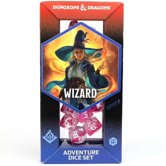 Dungeons & Dragons: D&D Adventure Dice: Wizard - Fuchsia - 16pc RPG Set, Class Symbols, Roleplaying Game Accessory, Sirius Dice, Officially Licensed {4}
