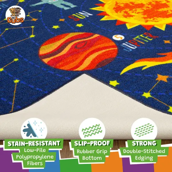 KC Cubs: Educational Rug: Solar System Map - 3x5' Playmat - Interactive Outer Space Play, Activity Area Carpet, Bedroom-Classroom, Baby-Toddler-Kids {5}