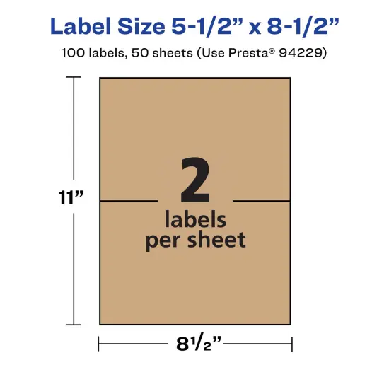 Avery Kraft Brown Rectangle Labels, 5.5" x 8.5" {5}