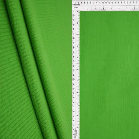 1 Yard 4x2 Rib Solid Knit Fabric 52/54&Prime; Wide Poly Rayon Spandex Blend Stretchy Knit Green B {1}