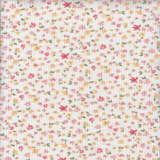4&times;2 Yummy Rib Ditsy Print Knit 97% Polyester, 3% Spandex, 58/60&Prime; Width Soft Stretch Fabric for Apparel & More YELLOW BUTTER {3}