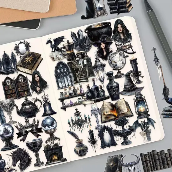 50 PCS Gothic Witchcraft Stickers {5}