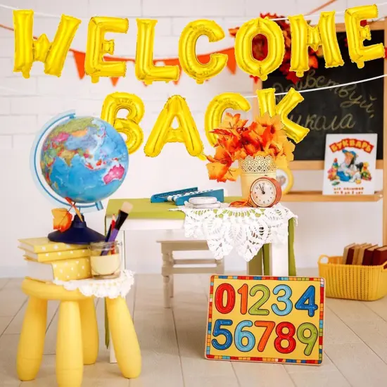 Welcome Back Foil Mylar Balloon Gold {3}