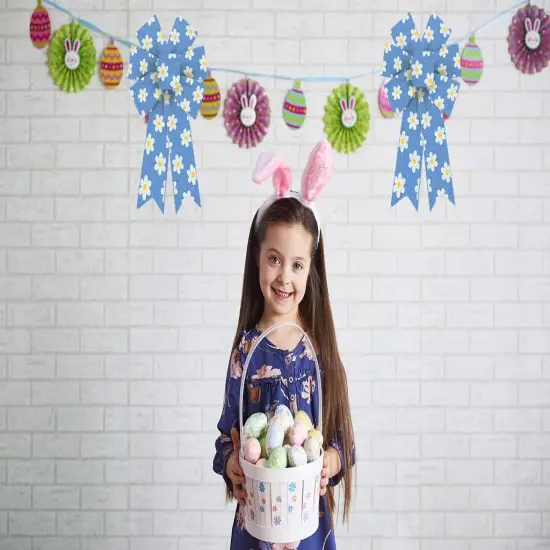 2pcs Easter Wreath Bows Easter Decor Bows Spring Blue Flowers Burlap Bow for Wreaths, Easter Spring Sunflower Ribbon Bows {3}