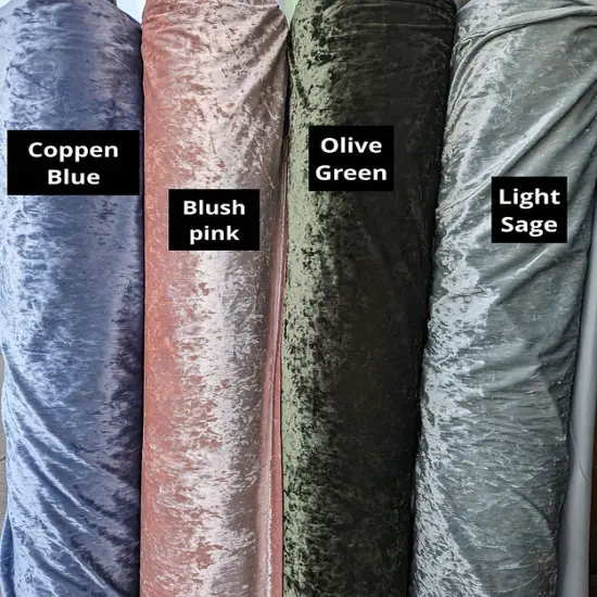 1 Yard Crushed Velvet Fabric Polyester Spandex Stretch Textured 58/59 Inches Wide Coppen Blue {2}