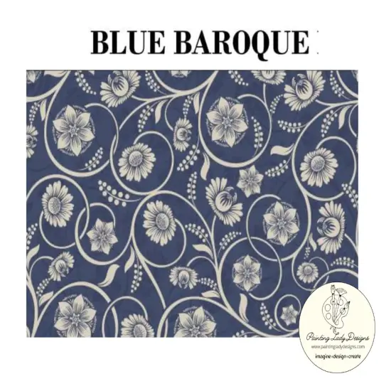 Blue Baroque Pattern Art Paper forDecoupage & Mixed Media (medium) {1}