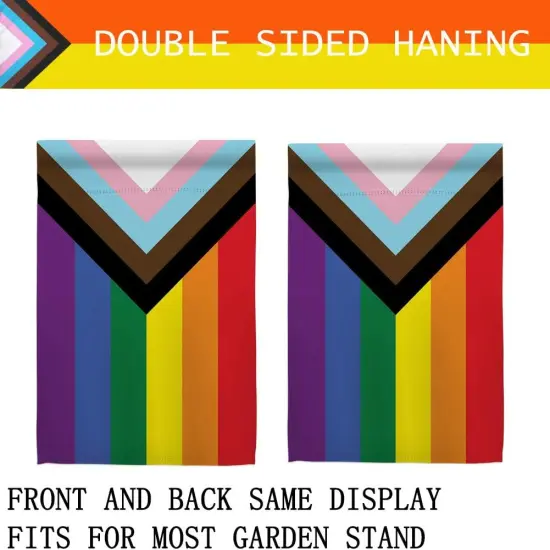 Progress Pride Rainbow Garden Flags - Inclusive Progress Yard Small Flag 12.5x18 Inch for LGBTQ Lesbian Gay Transgender {2}