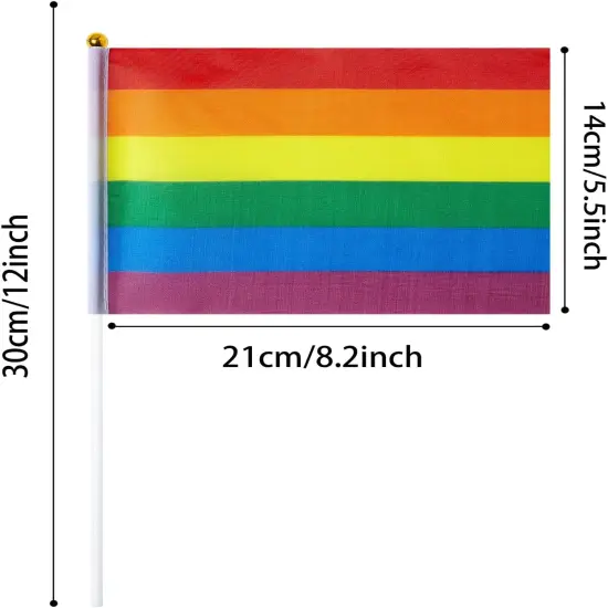27 Pack Pride Rainbow Flags Gay LGBT Small Mini Hand Held Stick Flag Set Rainbow Festival Party Parades Decorations {2}