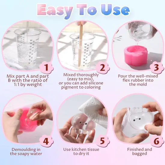 LET'S RESIN Transparent Gel for Taba Squishy, 28oz Super Soft Flex Rubber for Squishy Maker, DIY Decompression Gift for Cat Paw, Hamster, Artificial Strawberry and Chick Squishy {2}