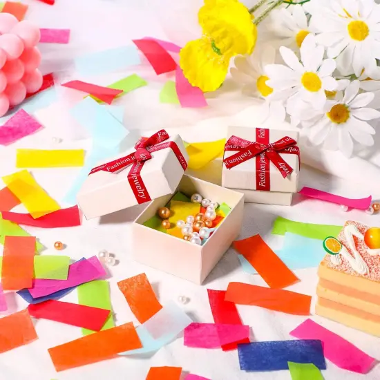 Rectangle Tissue Confetti Multicolor Confetti Sprinkles for Clubs Weddings Birthday Celebrations Fiesta Party Decor, 0.79 x 1.97 Inch(300g,Paper) {3}