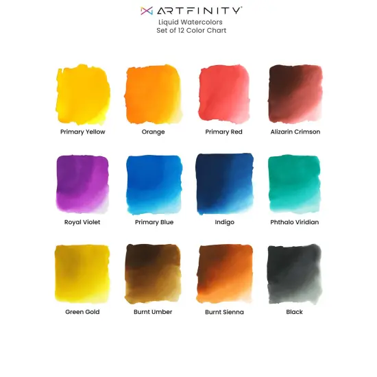 Artfinity Liquid Watercolor Paint 30 ml Bottles, Set of 12 Colors - Vibrant Dye-Based Liquid Watercolor w/ Glass Pipette, Fast-Drying, Fine Art Paint for Calligraphy, Airbrushing & Traditional Art {3}