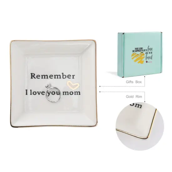 Ceramic Ring Dish Jewelry Tray-Mom Gifts, Remember I Love You Mom - Birthday, Mother's Day, Christmas Gifts for Mom {6}