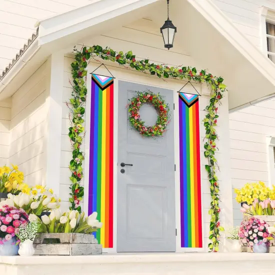 Pride Porch Banner Rainbow Gay Pride Decoration Outdoor Happy Pride Decorations Front Door Sign Wall Hanging LGBT Decoration for Home Office Party Favors and Supplies {5}