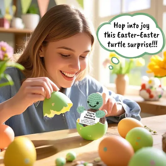 Mini Funny Turtle Easter Basket Essentials Stuffers for Teens Easter Gifts for Kids Teen Girls Boys, Birthday Gifts for Women Men Mothers Day Graduation Teacher Appreciation, Positive Emotional Turtle {6}